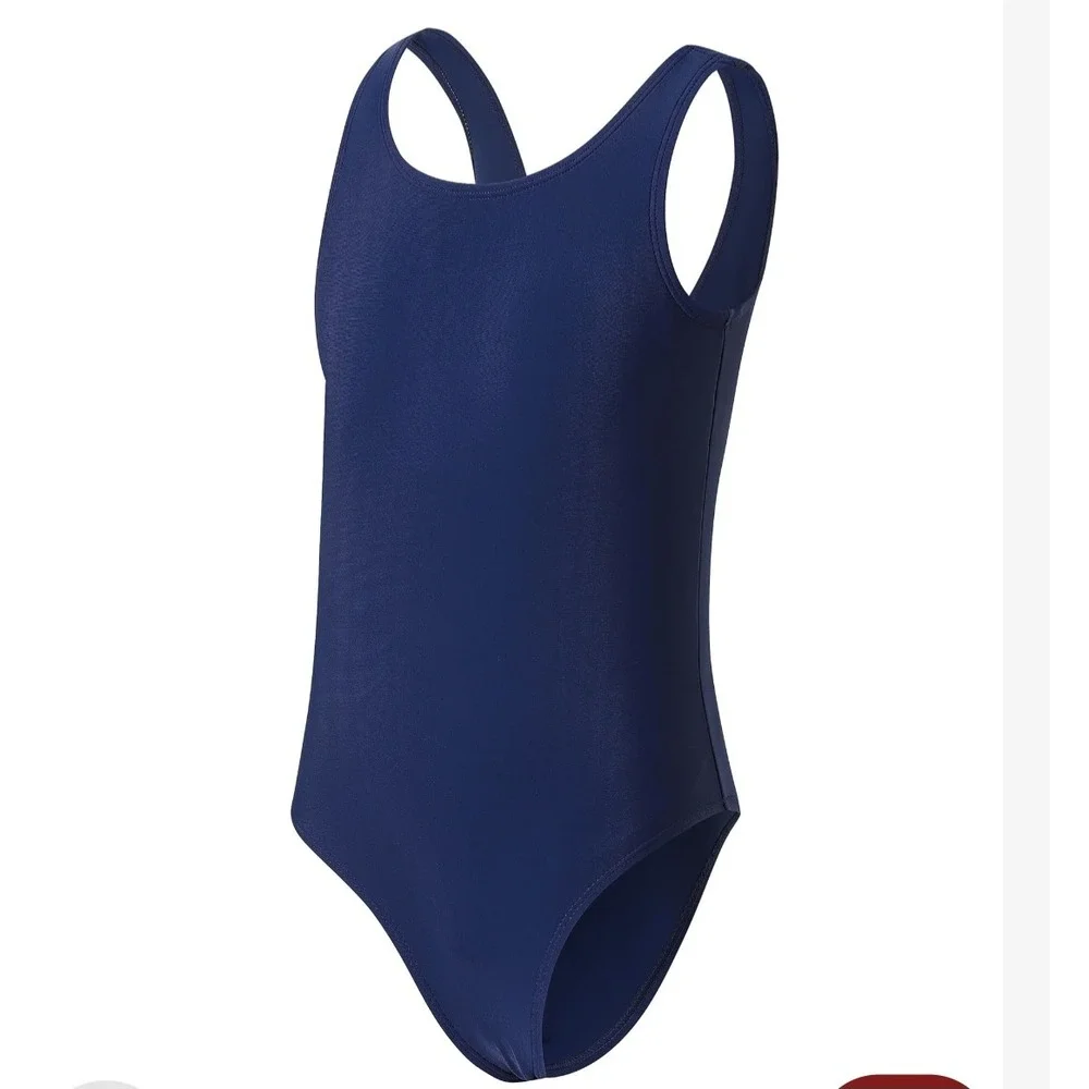Navy Blue One Piece Swimsuit Athletic Scoop Neck Swimwear Girls Size 16Y